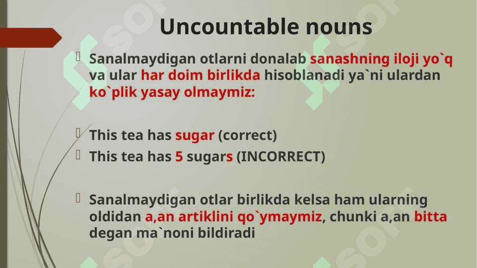 Countable and Uncountable nouns 3