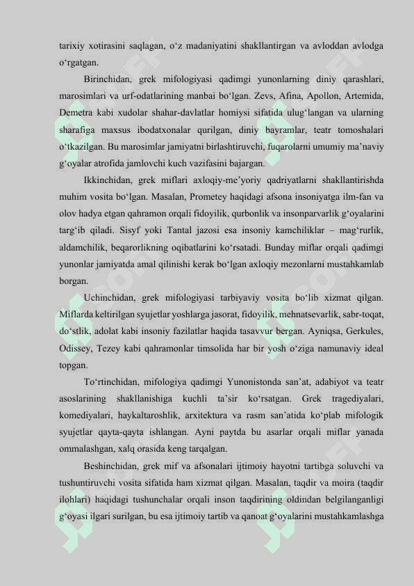 Mavzu: Grek mif va afsonalari tarjimasi 8