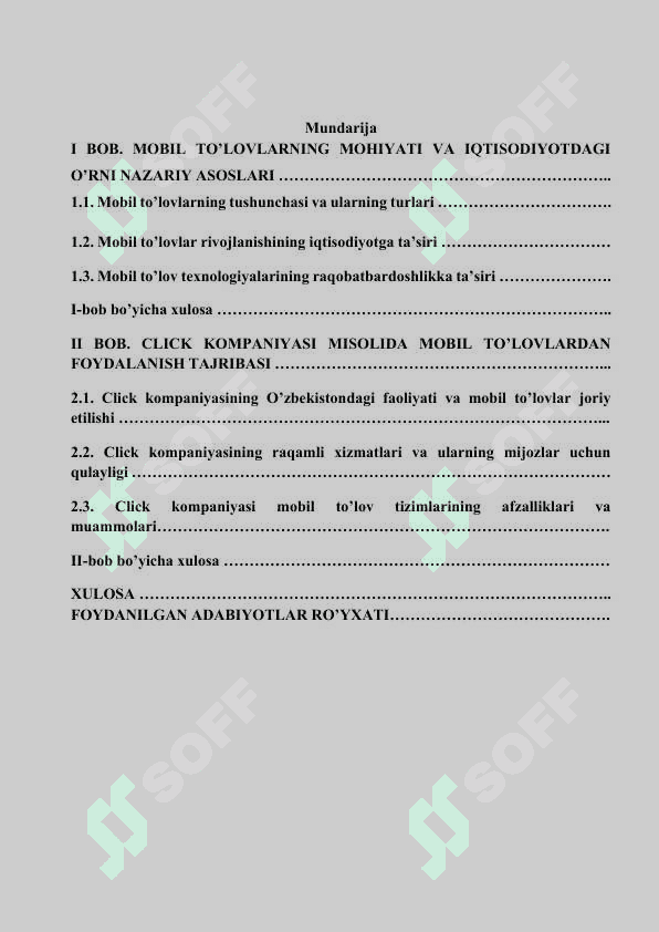 Mobil to’lovlar va ularning iqtisodiyotdagi ahamiyati. 3