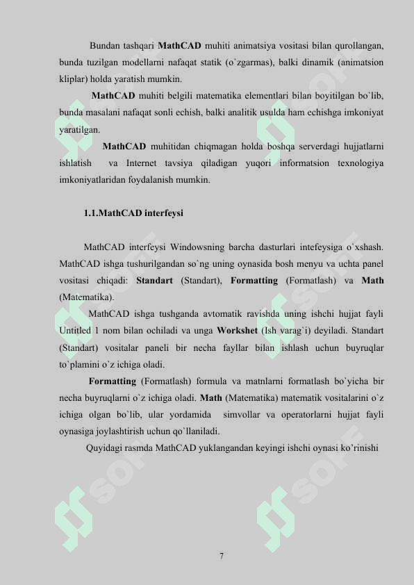 Mathcad tizimida dasturlash asoslari 7