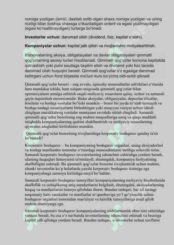 Banklarda qimmatli qog‘ozlar bilan operatsiyalari hisobi 6
