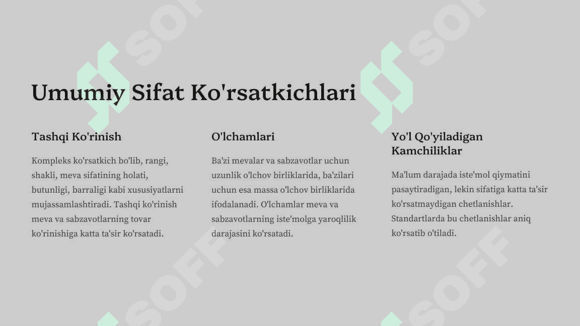 Sabzavot va mevalar mahsulotlarini expertizasi 3