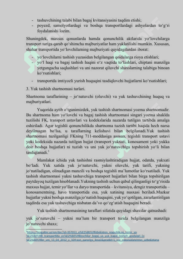 Yo’lovchi,bagaj va yuk tashish 6