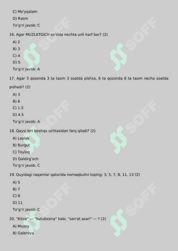 Argos mantiqiy test 2025 4