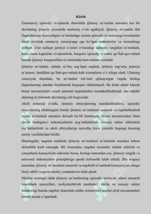 Ijtimoiy ne'matlar samarali va raqobatli taminot 2
