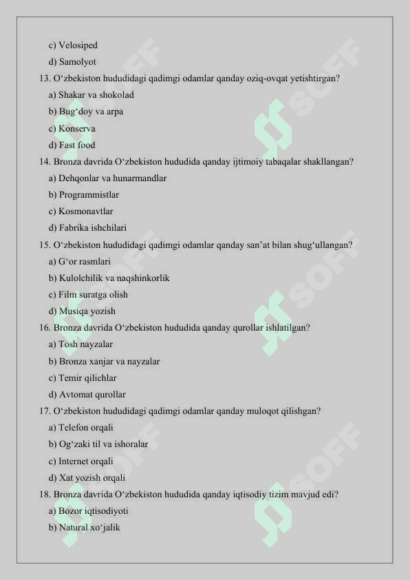 6-sinf  Qadimgi dunyo tarixi test savollari 25 3