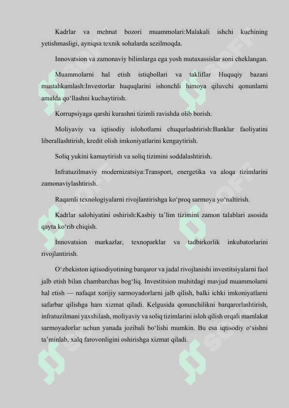 O‘ZBEKISTON IQTISODIYOTIDA INVESTITSIYALARNI JALB QILISHDAGI MUAMMOLAR VA ULARNI HAL ETISH ISTIQBOLLARI 4