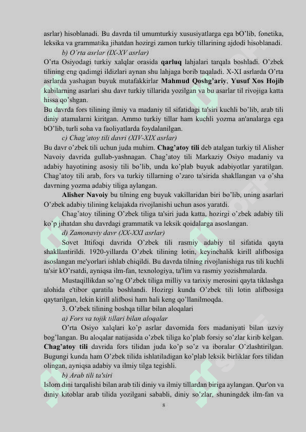 HOZIRGI O’ZBEK ADABIY TILI 8