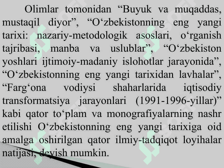 O‘zbekistonning eng yangi tarixi” o‘quv fanining predmeti, maqsadi va vazifalari, nazariy-metodologik tamoyillari. 3