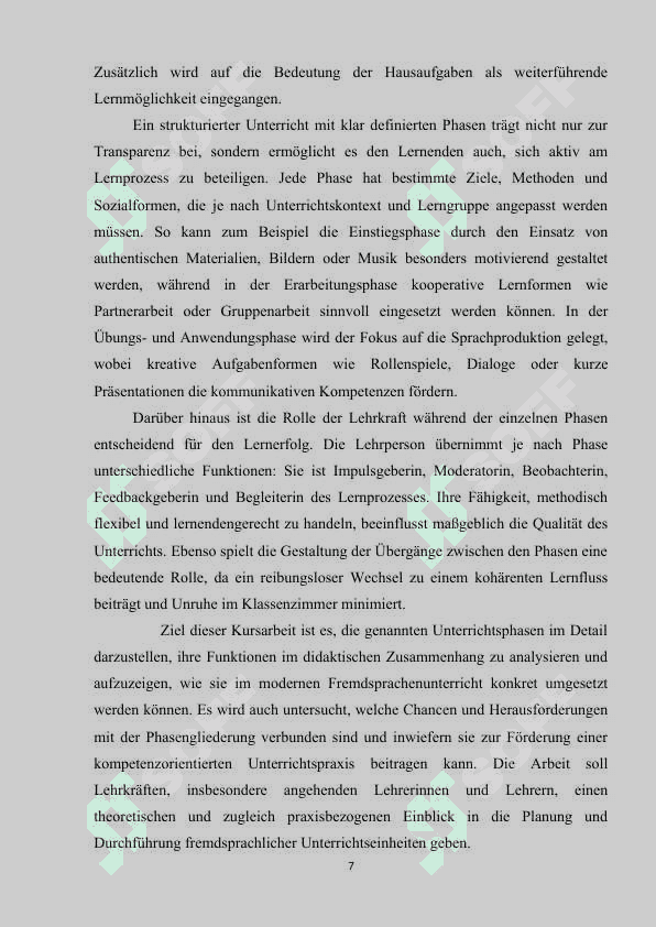 Unterrichtsphasen im Fremdschprachenunterricht 7
