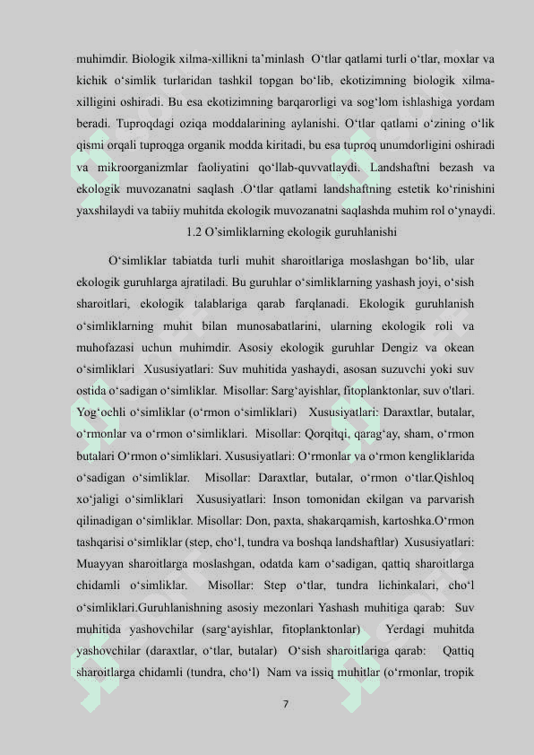 O'simliklar qoplami dinamikasi 7