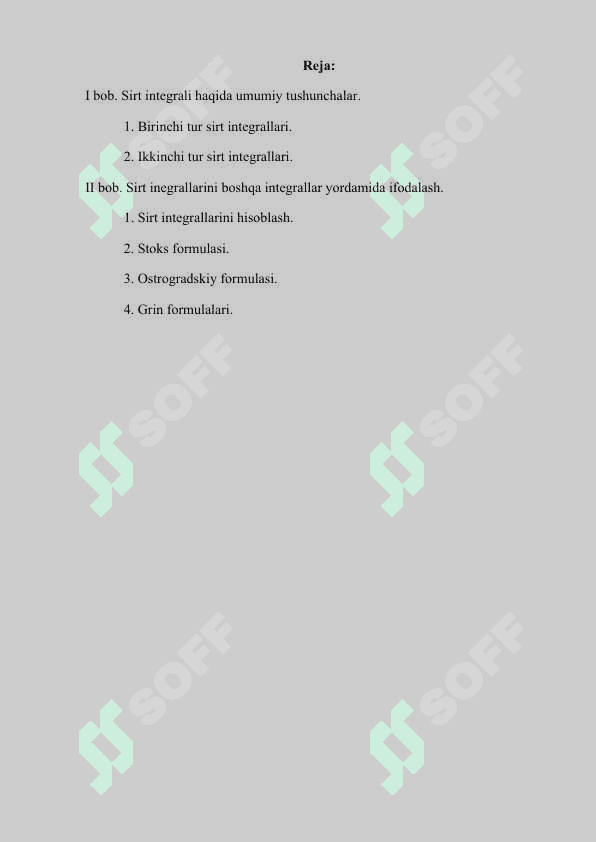 SIRT INTEGRALLARI 2