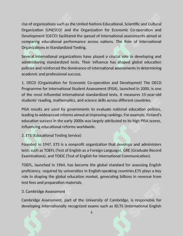 IMPERIALISM OF INTERNATIONAL TESTS" 7
