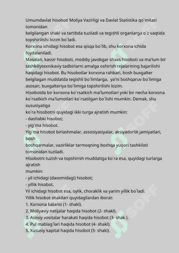 Hisobot va uni tashkil etish. 5
