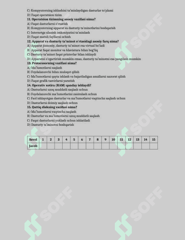 10-sinf informatika test yillik 3