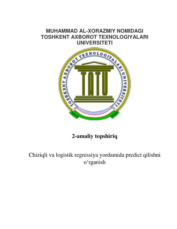Chiziqli va logistik regressiya yordamida predict qilish