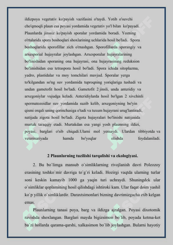 PLAUNTOIFA (LYCOPODIOPHYTA) O’SIMLIKLAR BO’LIMI EVOLYUTSIYASI 6
