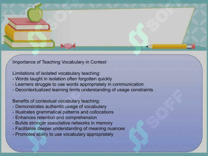 TEACHING VOCABULARY IN CONTEXT (Teaching Lexical Items, Lexical Chunks, and Collocations) 3
