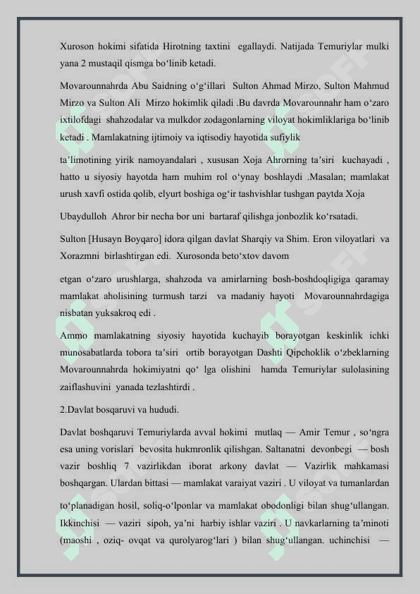 TEMURIYLAR DAVRIDA O’RTA OSIYO TARIXIY GEOGRAFIYASI 8