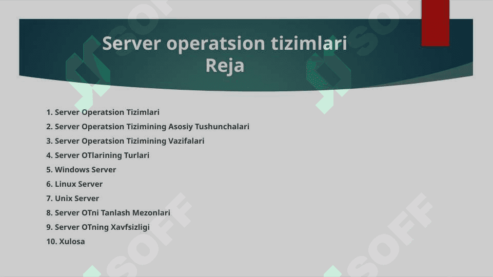 Server operatsion tizimlari 2