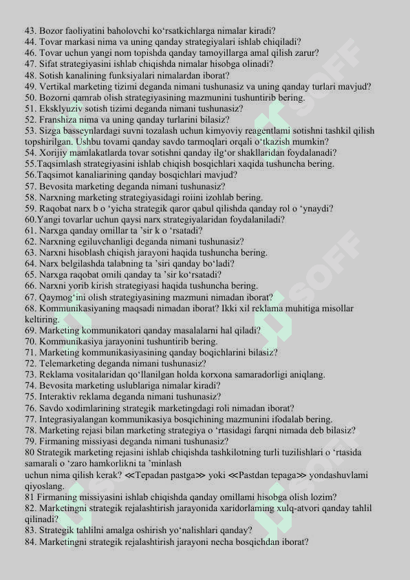 Marketing 200 savol 2