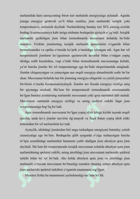 Issiqlik nurlanishi 4