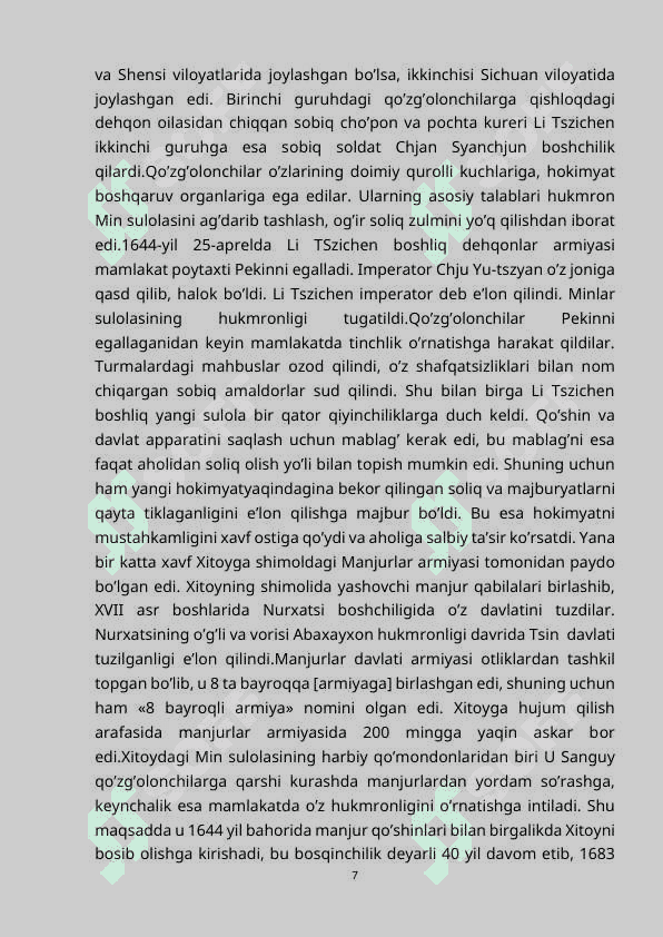 Xitoy manjurlar hukmronligi ostida. 7