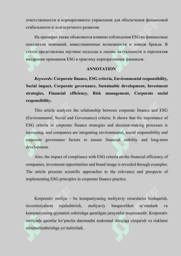 KORPORATIV MOLIYA VA ESG (EKOLOGIK,IJTIMOIY VA BOSHQARUV ) MEZONLARI O'RTASIDAGI BOG'LIQLIK 2