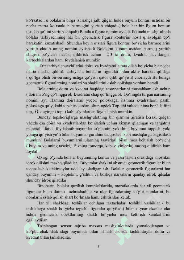 Maktabgacha ta'lim muvassasalarida son-sanoq va midqorga oid tasavvurlarni shakllantirishga doir ijodiy mashg‘ulotlarni tashkil etish yuzasidan mashg‘ulot ishlanmalari  yaratish.docx 7