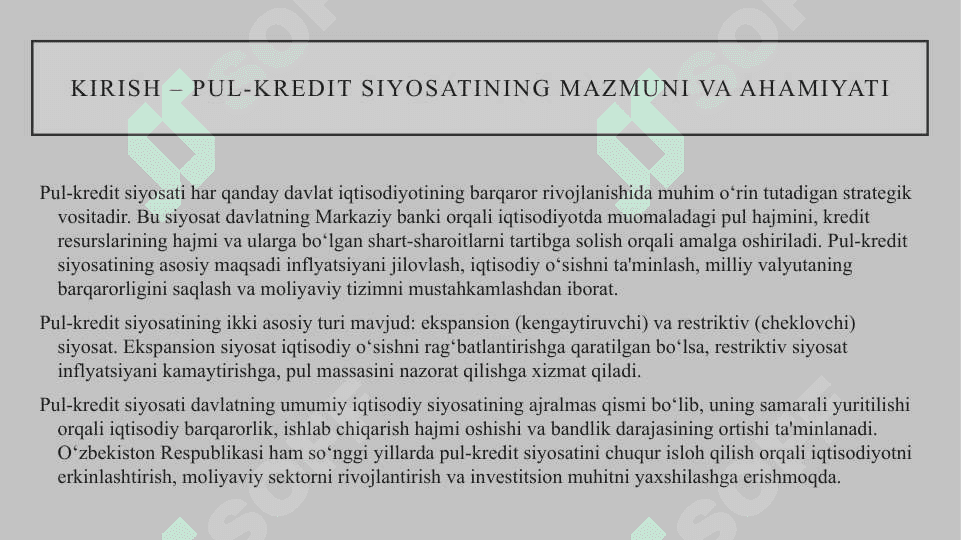 Pul-kredit siyosati 2