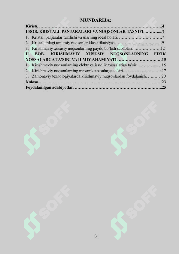 Kirishmaviy xususiy nuqsonlar. Kurs ishi 3