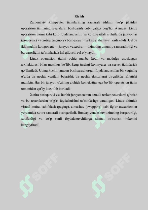 Linux operatsion tizimida jarayonlar va xotirani boshqarish 3