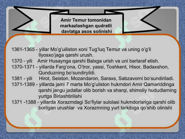 Amir Temur va temuriylar davrida o‘zbek davlatchiligining yuksalishi ijtimoiy-siyosiy, iqtisodiy va madaniy hayot 4
