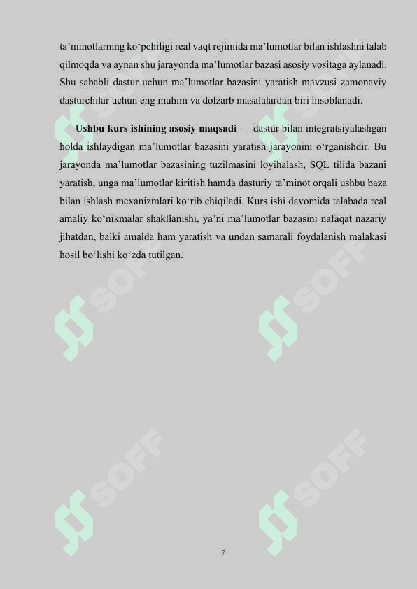 Dastur ma’lumotlar bazasini yaratish 7