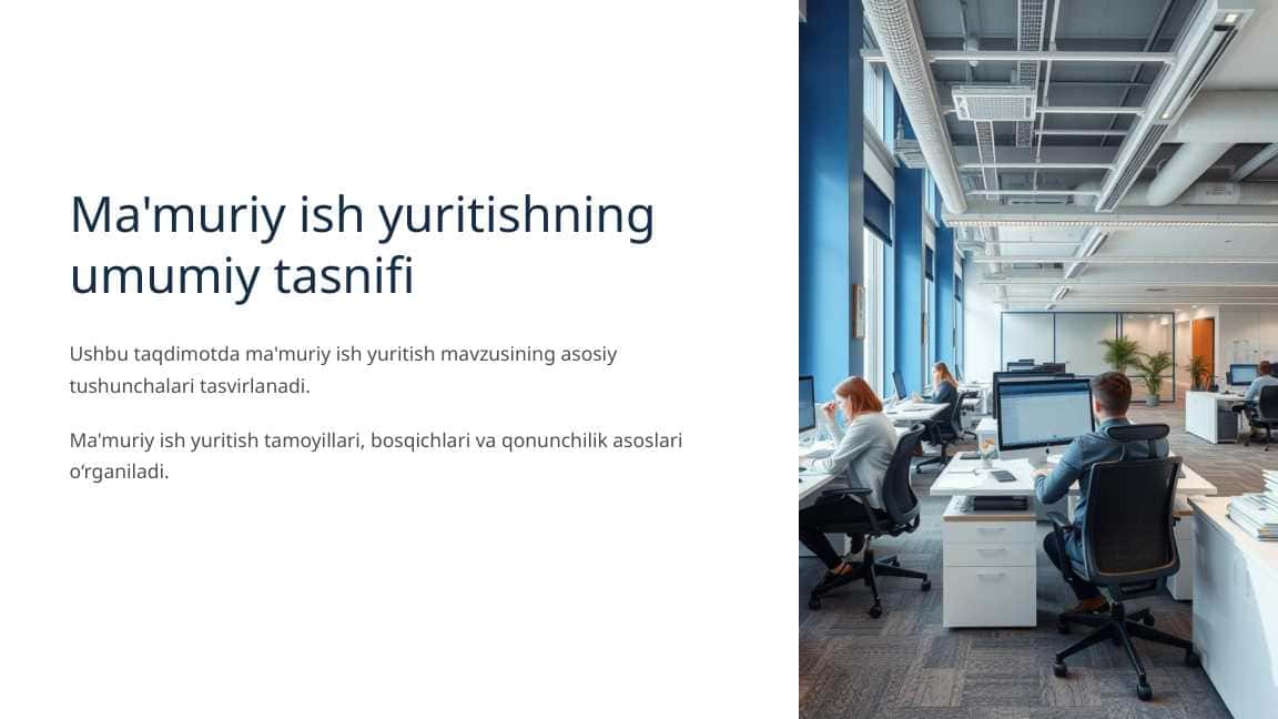 Ma'muriy ish yuritishning umumiy tasnifi