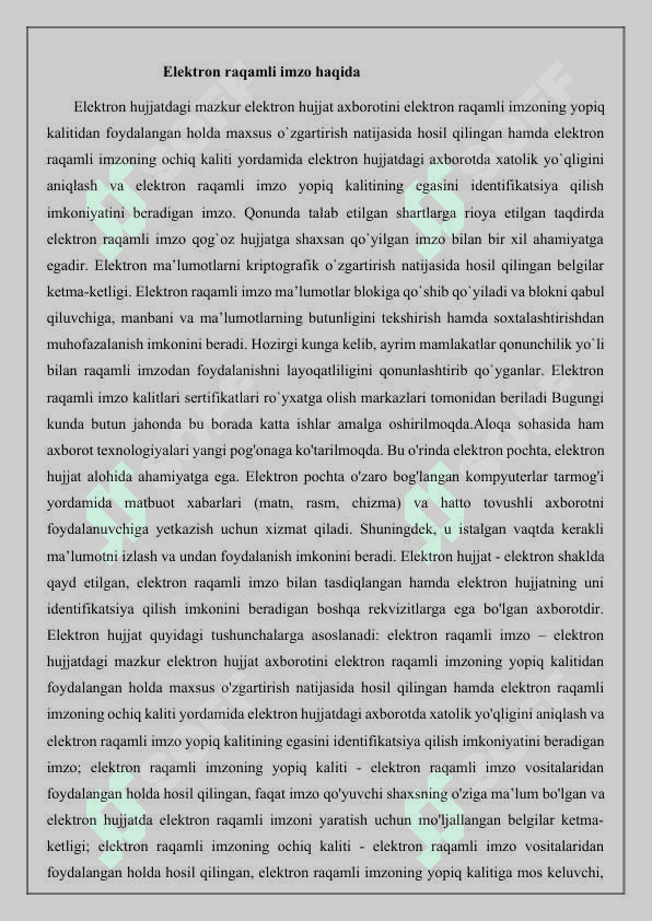 Elektron raqamli imzo va uni resublikamizda tadbiq etilish holati 4
