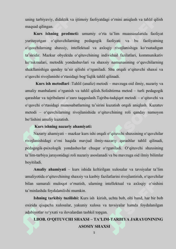 O’qituvchi shaxsining o’quvchilar rivojlanishidagi roli 5