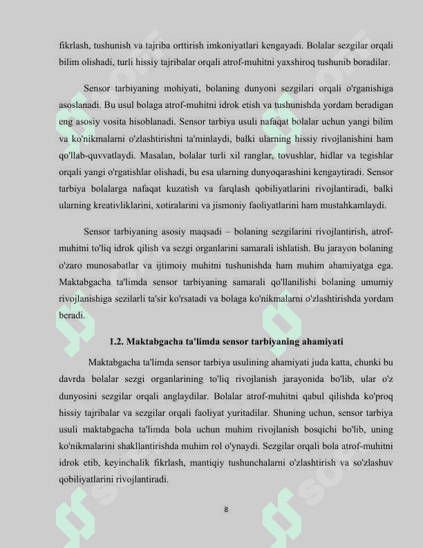 Maktabgacha ta'limda sensor tarbiya usuli 8