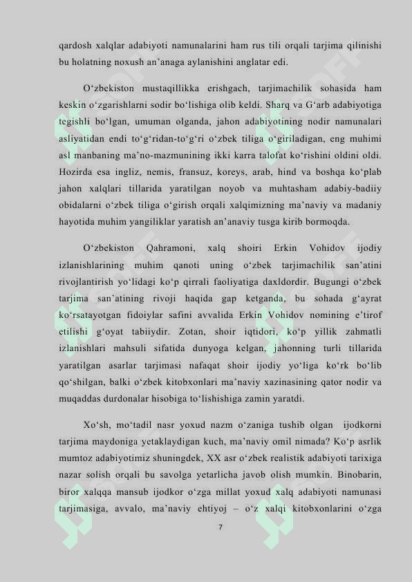 “ERKIN VOHIDOVNING TARJIMONLIK MAHORATI” 7