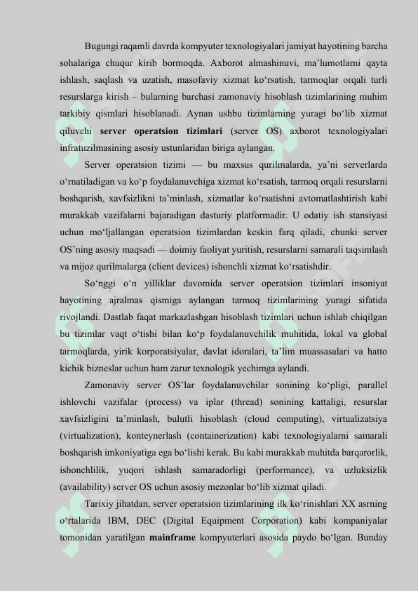 Server operatsion tizimlari 3