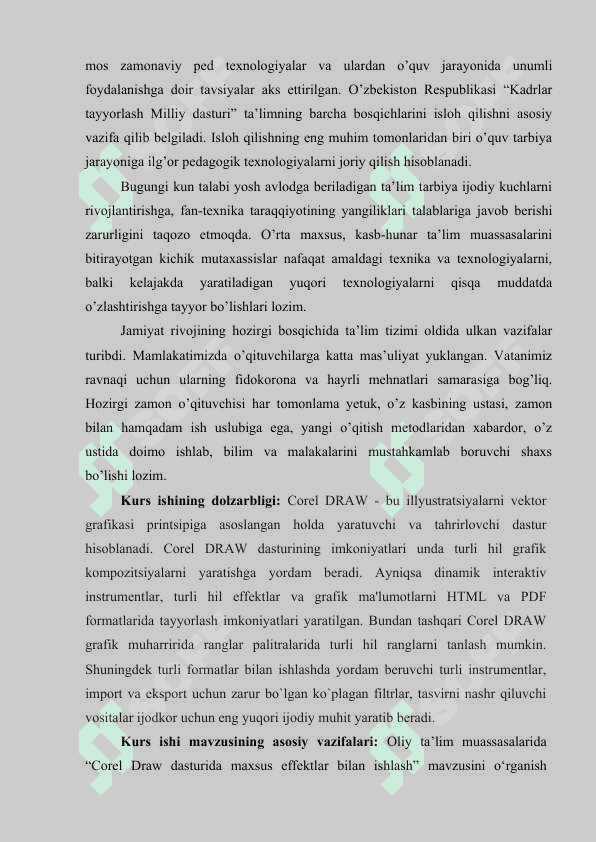 Corel Draw dasturida maxsus effektlar bilan ishlash. 5