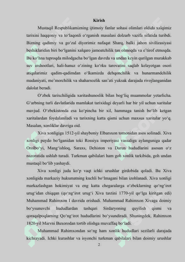 xiva xonligida yer suv munosabatlari KURS ISHI 2