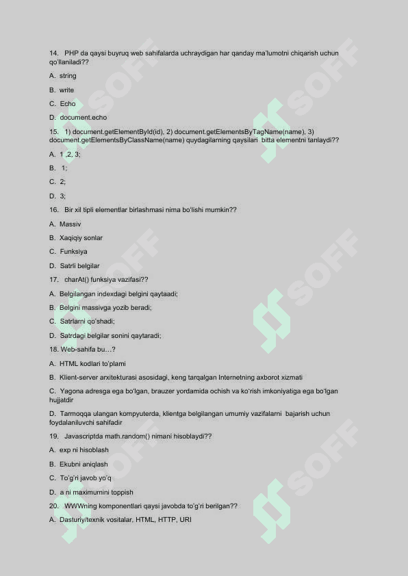 Web dasturlashga kirish testlar 3
