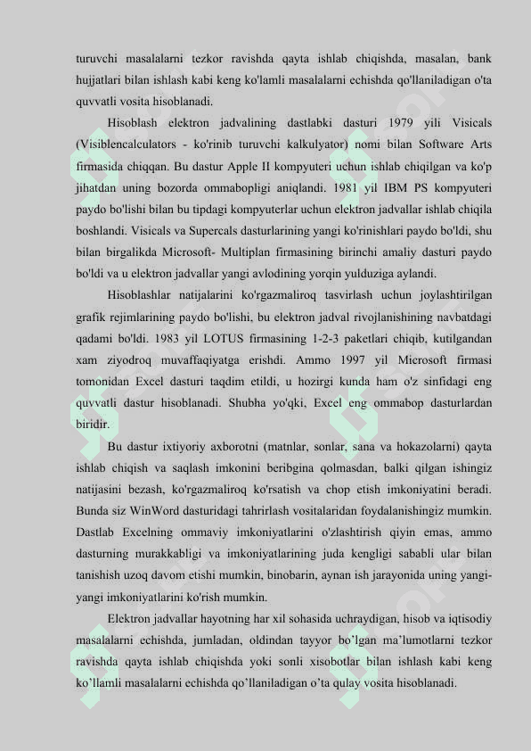 MS Excel dasturida sohaga oid sonli ma’lumotiar biian ishlash. 3