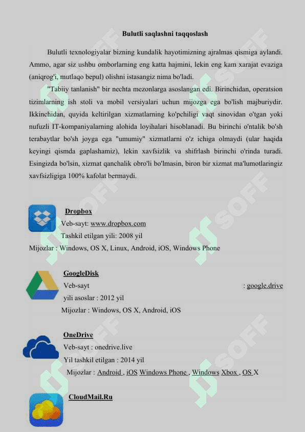 Ma’lumotlarni bulutda saqlash platformalari bilan ishlash 8