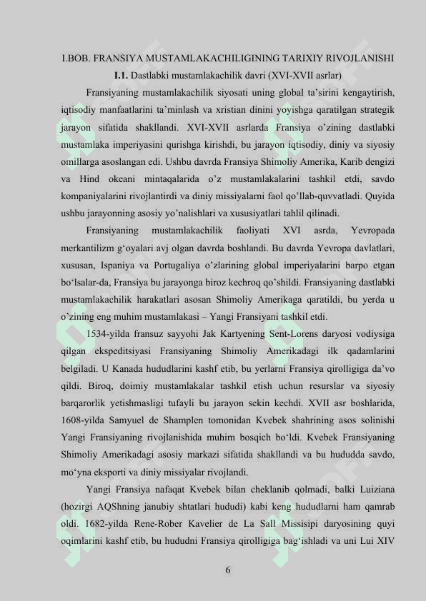 FRANSIYANING MUSTAMLAKACHILIK SIYOSATI kurs ishi 6