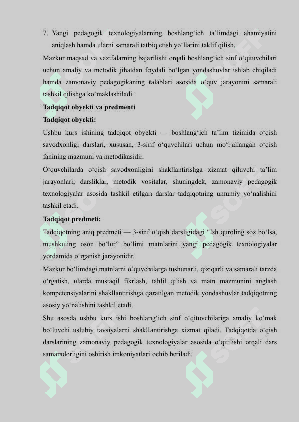 3-sinf O‘qish  savodxonligi darsligidagi “Ish Quroling Soz Boʻlsa Mushkuling Oson Boʻlur” bo‘limini yangi pedagogik texnologiyalar vositasida o‘rganish 5