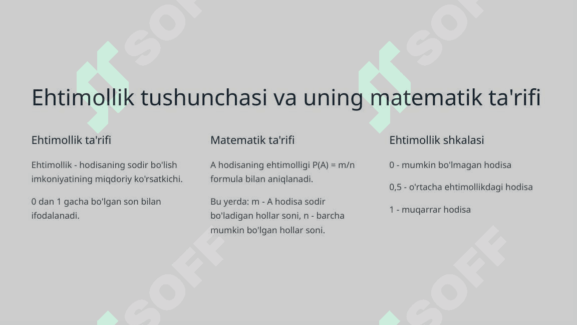 Tasodifiy hodisalar va ularning ehtimolligi haqida tushuncha 5