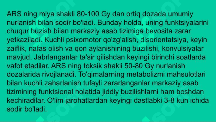 O'tkir nurlanish kasalligi 3