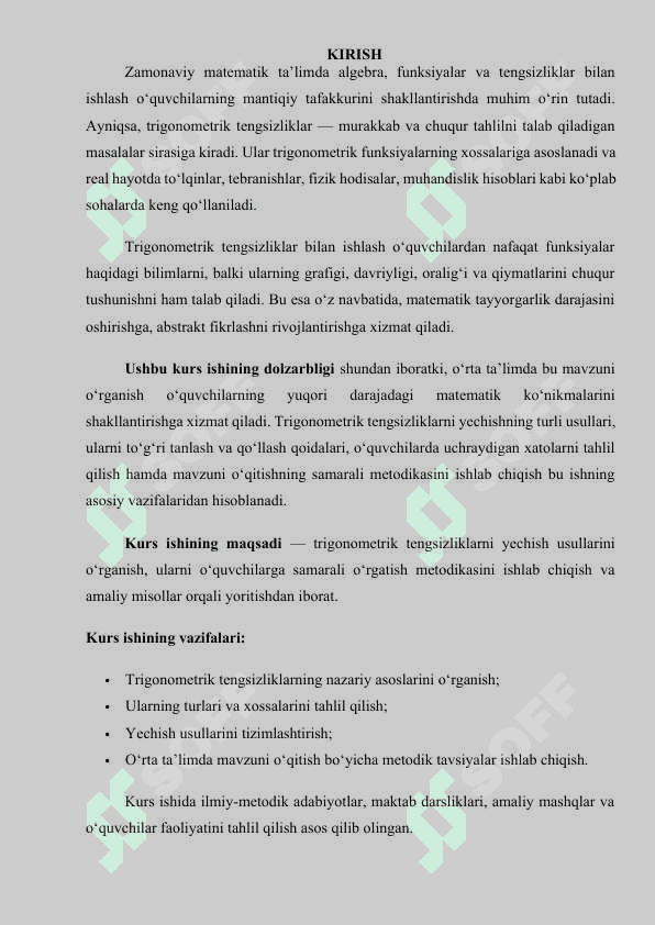Trigonometrik tengsizliklar yechish metodikasi 3